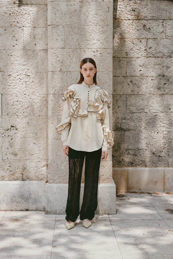 2*！様 eaphi Feeling Frills Blouse ベージュ FR FEELING FRILLS BLOUSE