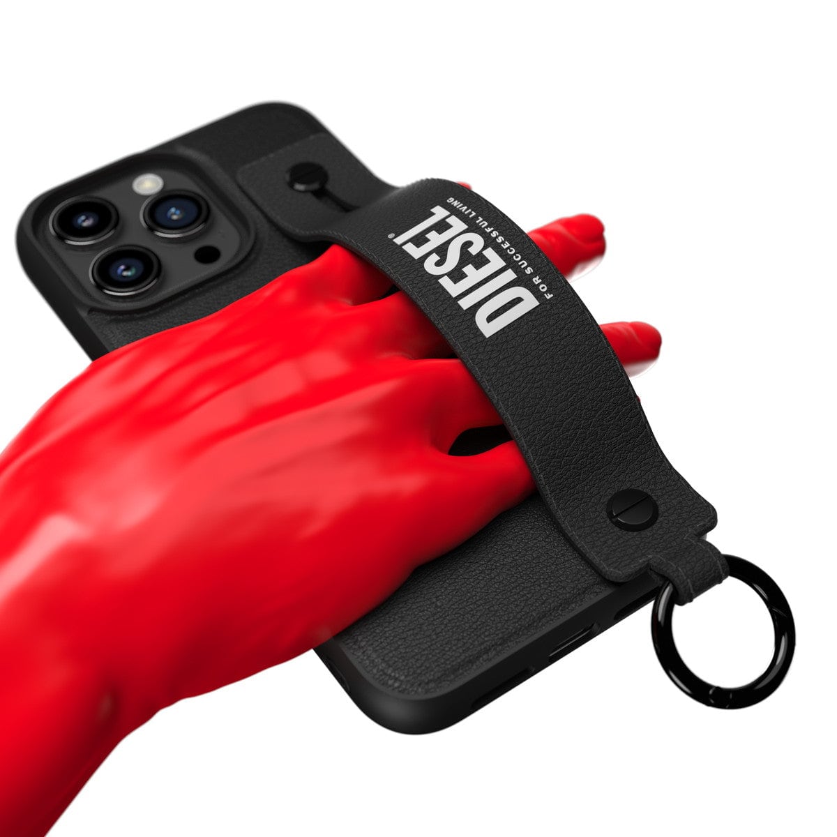 DIESEL iPhone15ProMaxケース ハンドストラップ ブラック