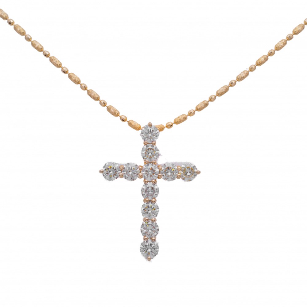 K18ピンクゴールド ダイヤモンド クロス ネックレス J273889 | ユキ