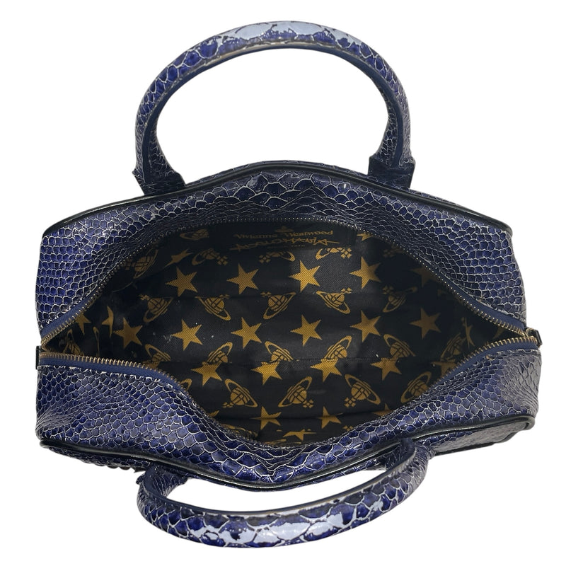 Vivienne Westwood/Hand Bag/Faux Leather/BLU/FAUX SNAKE SKIN
