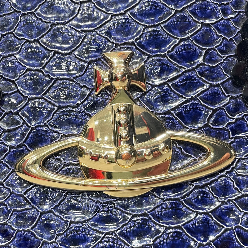 Vivienne Westwood/Hand Bag/Faux Leather/BLU/FAUX SNAKE SKIN