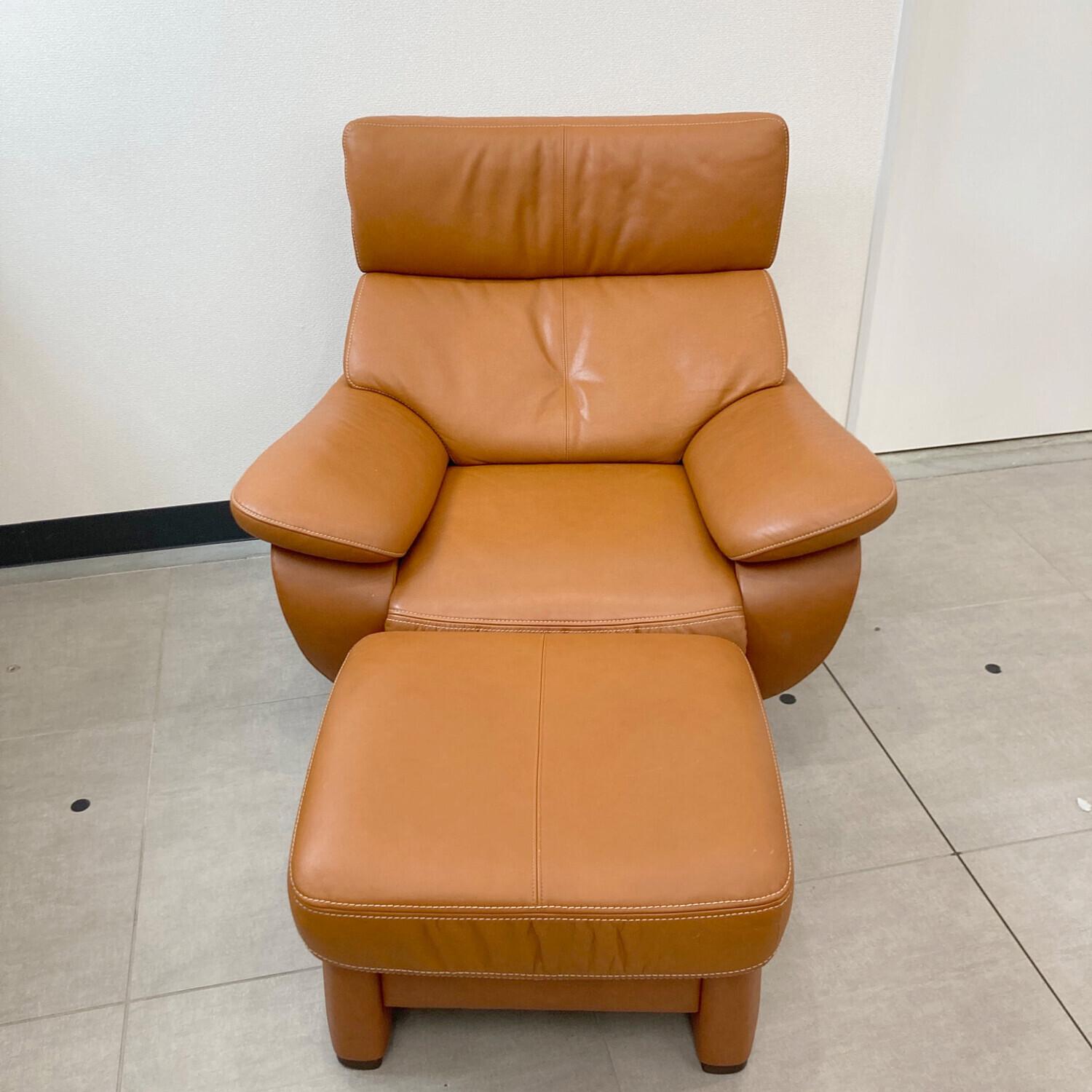 karimoku (カリモク) 1人掛けソファー ブラウン 253 オットマン付