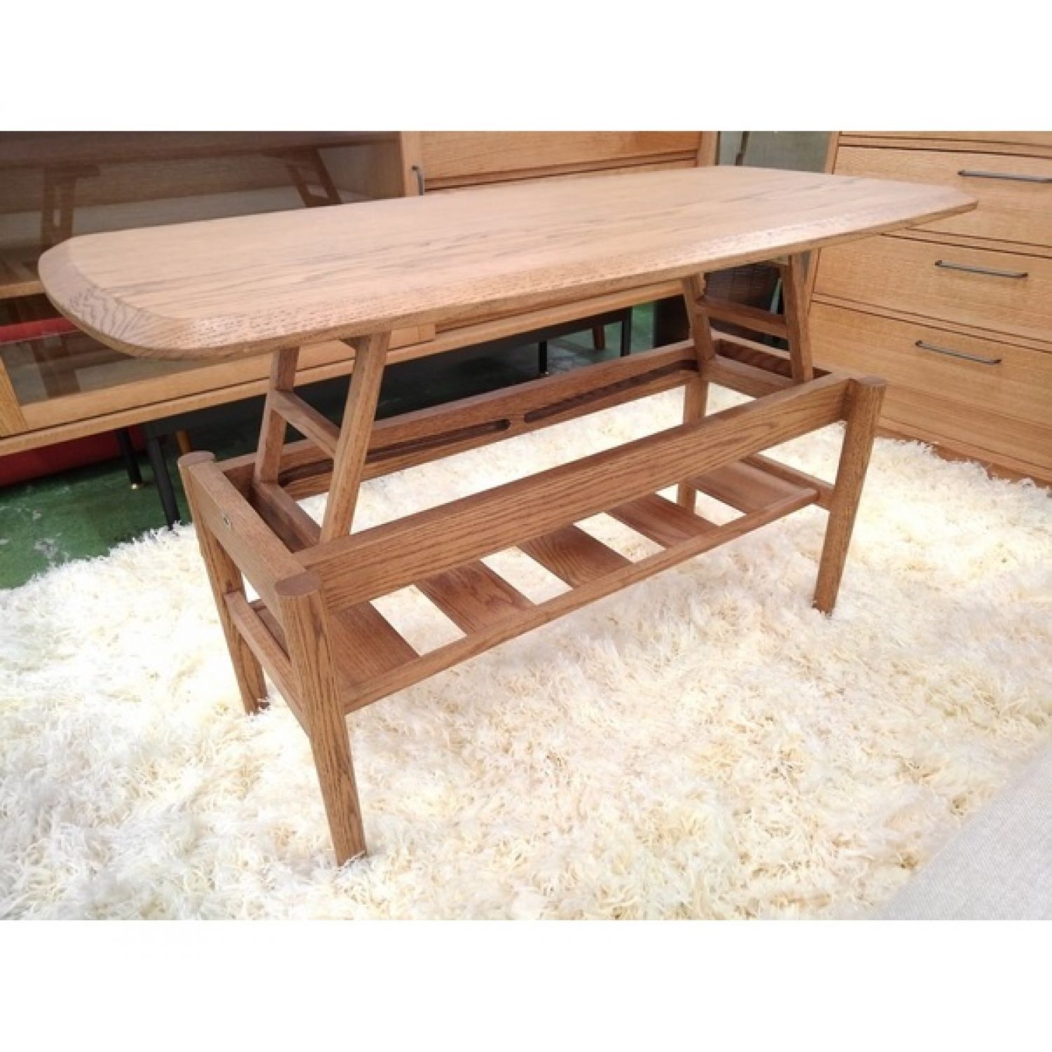 MOMO natural (モモナチュラル) ローテーブル 昇降 ブラウン RIVERGATE