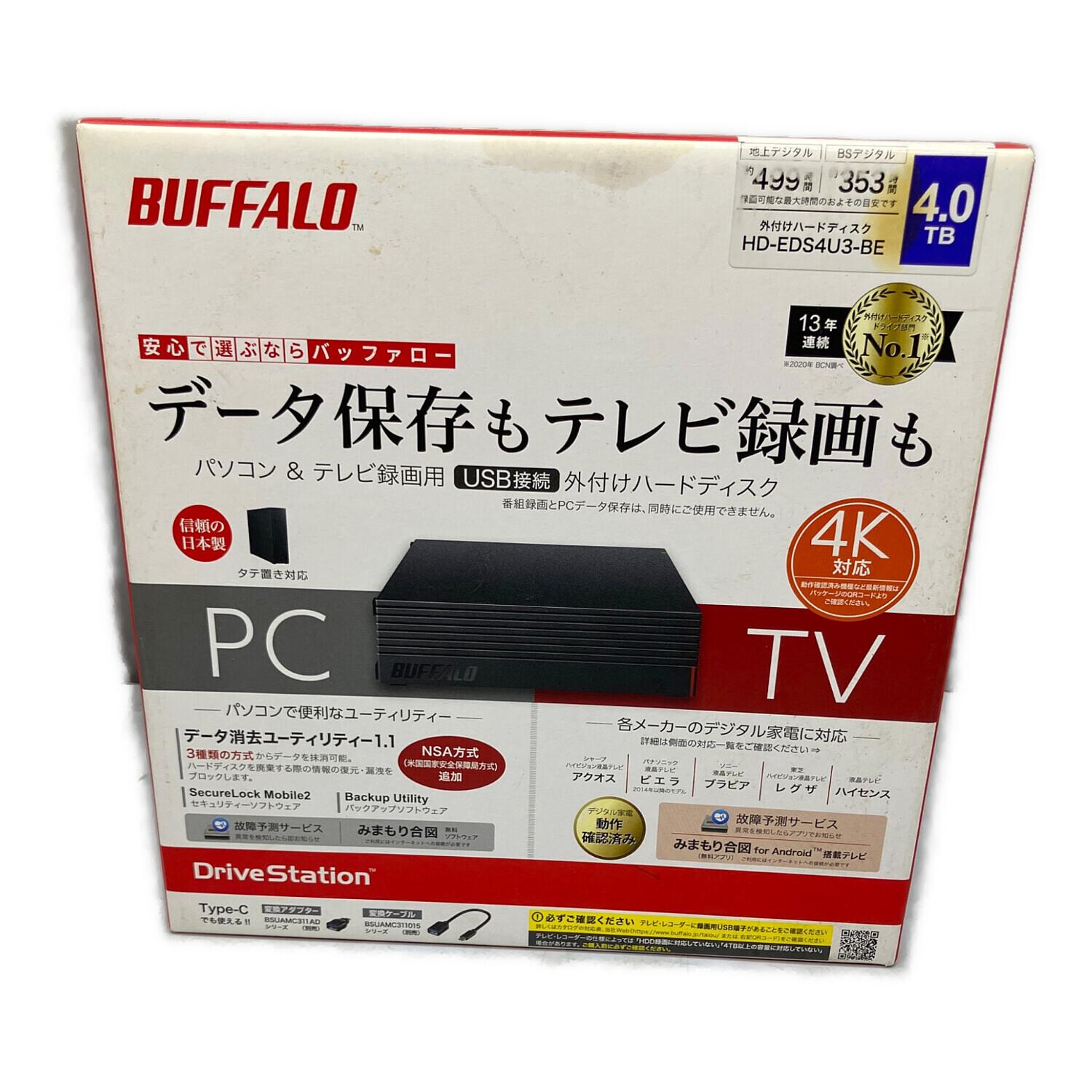 BUFFALO (バッファロー) 外付けHDD HD-EDS4U3-BE 4TB｜トレファクONLINE