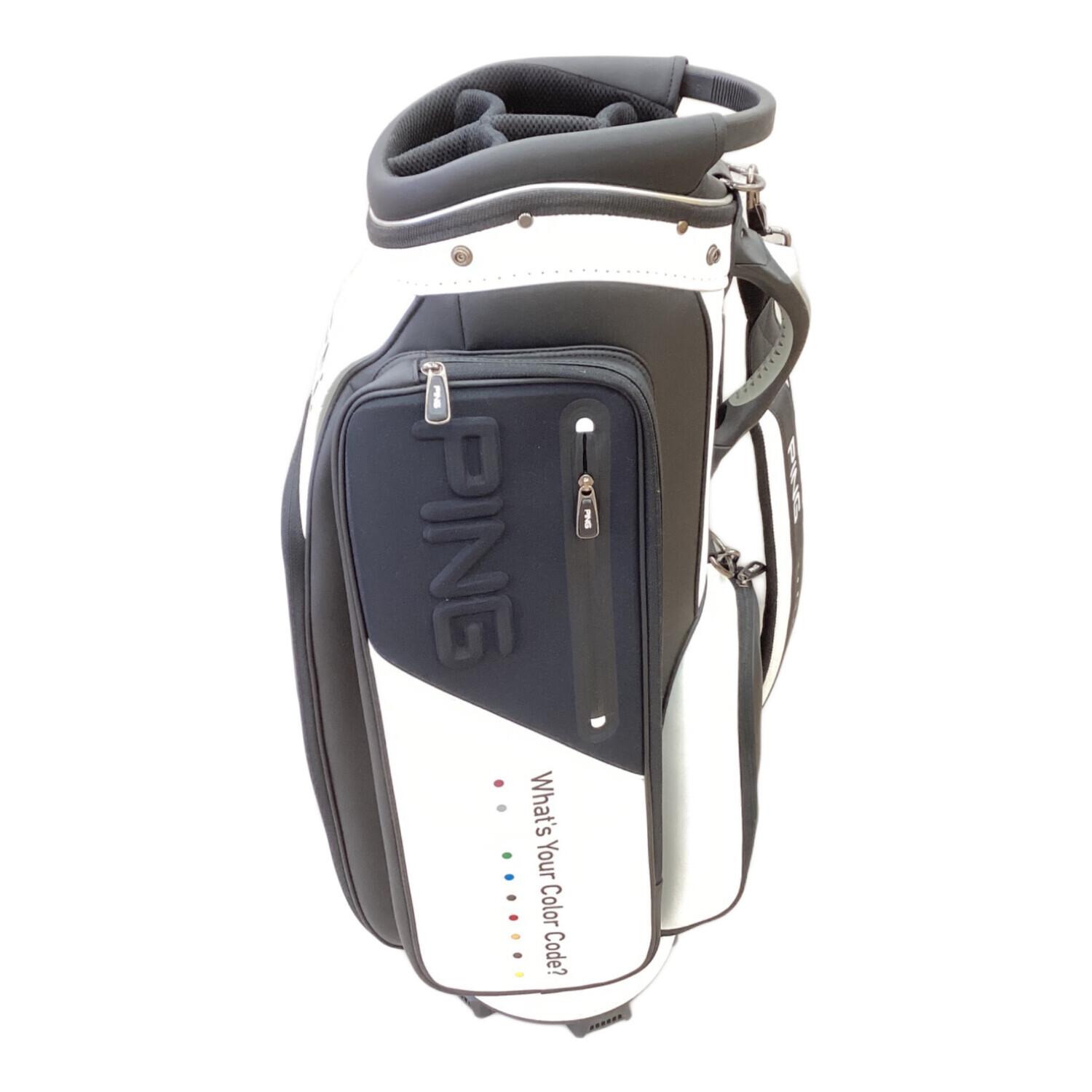 PiNG (ピン) キャディバッグ ホワイト×ブラック 9型 5分割｜トレファク