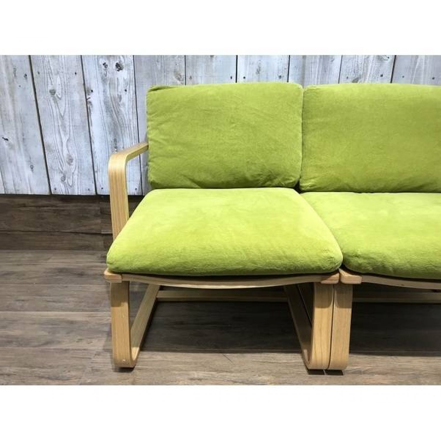 無印良品 2人掛けソファー グリーン×ナチュラル 2人掛け リビングでも