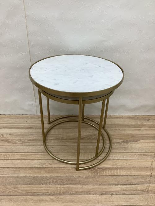 ZARA HOME (ザラホーム) ネストテーブル ホワイト×ゴールド 2点セット