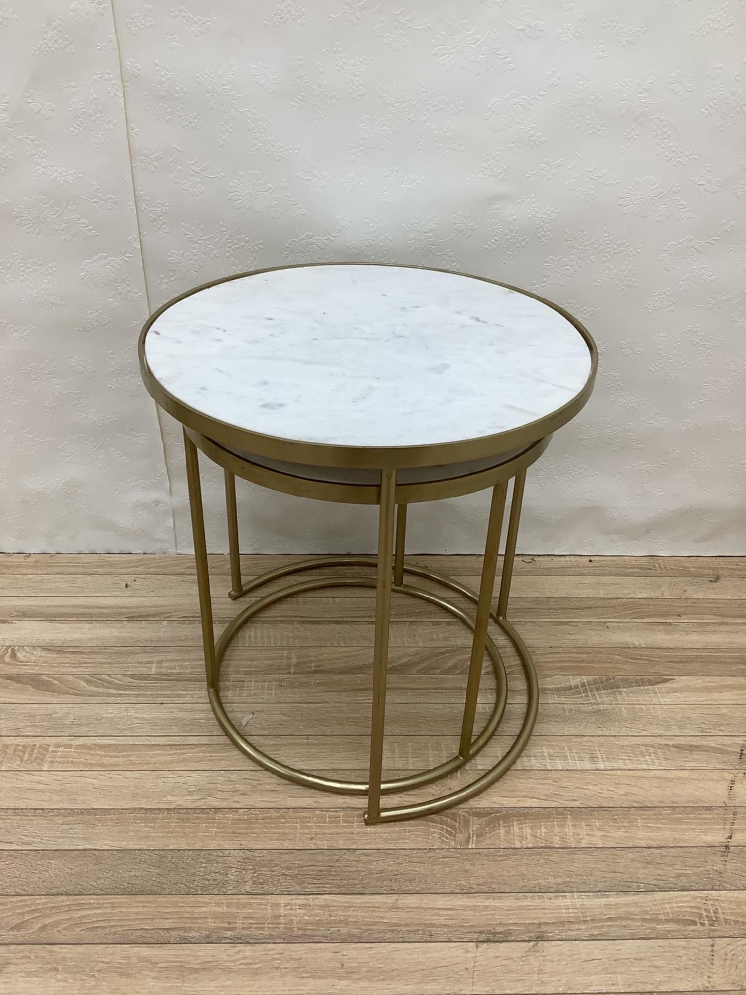 ZARA HOME (ザラホーム) ネストテーブル ホワイト×ゴールド 2点セット