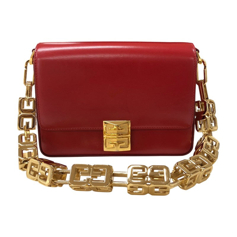 ジバンシィ GIVENCHY 4G チェーン ミディアム バッグ レッド ゴールド