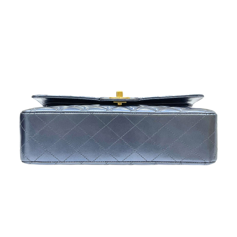 シャネル CHANEL マトラッセ25 A01112 メタリックブルー ゴールド金具