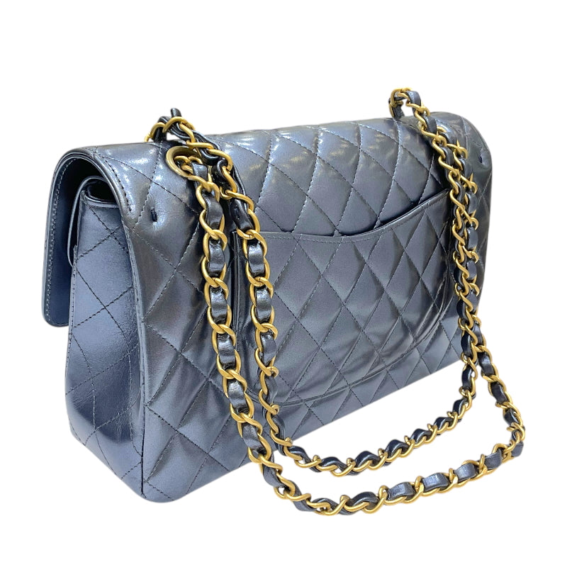 シャネル CHANEL マトラッセ25 A01112 メタリックブルー ゴールド金具