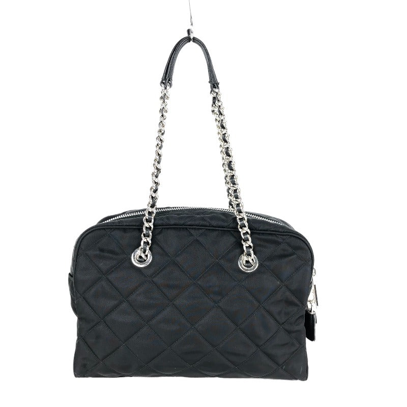 プラダ キルティング チェーントート 1BB072 ナイロン ブラック