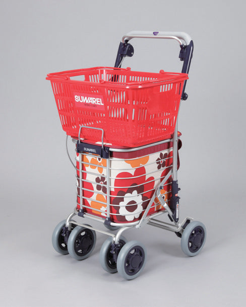 ユーバ産業 座れるショッピングカート スワレル 花柄ネイビーブルー