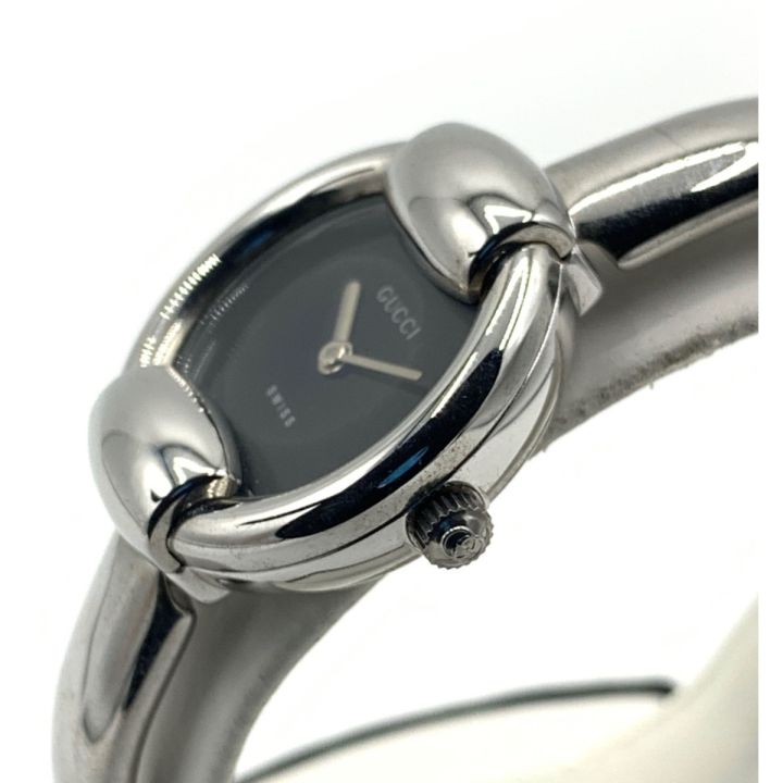 GUCCI グッチ クオーツ バングル ウォッチ 1400L シルバー x ブラック