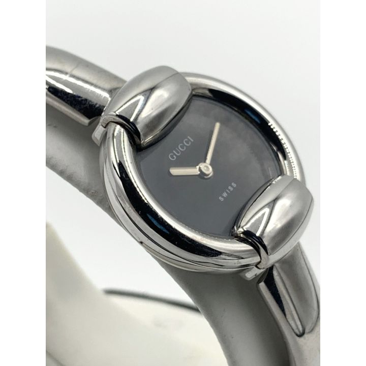 GUCCI グッチ クオーツ バングル ウォッチ 1400L シルバー x ブラック
