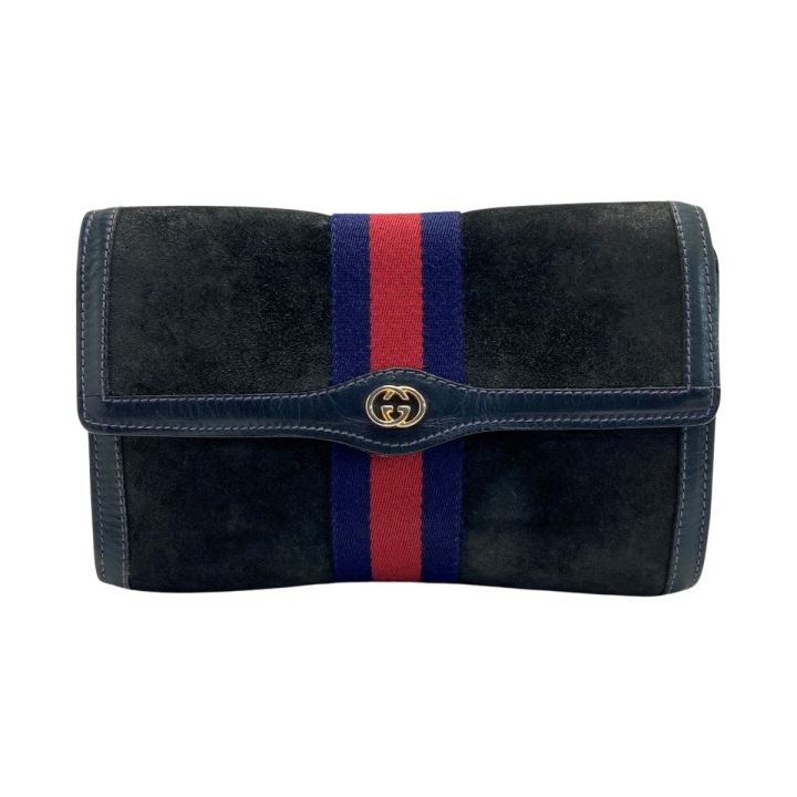 GUCCI グッチ オールドグッチ シェリーライン セカンドバッグ ネイビー
