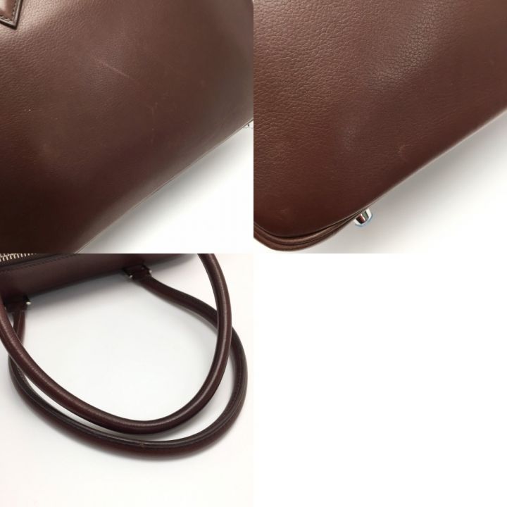 HERMES エルメス プリュム28 □J刻印 ハンドバッグ ルージュアッシュ