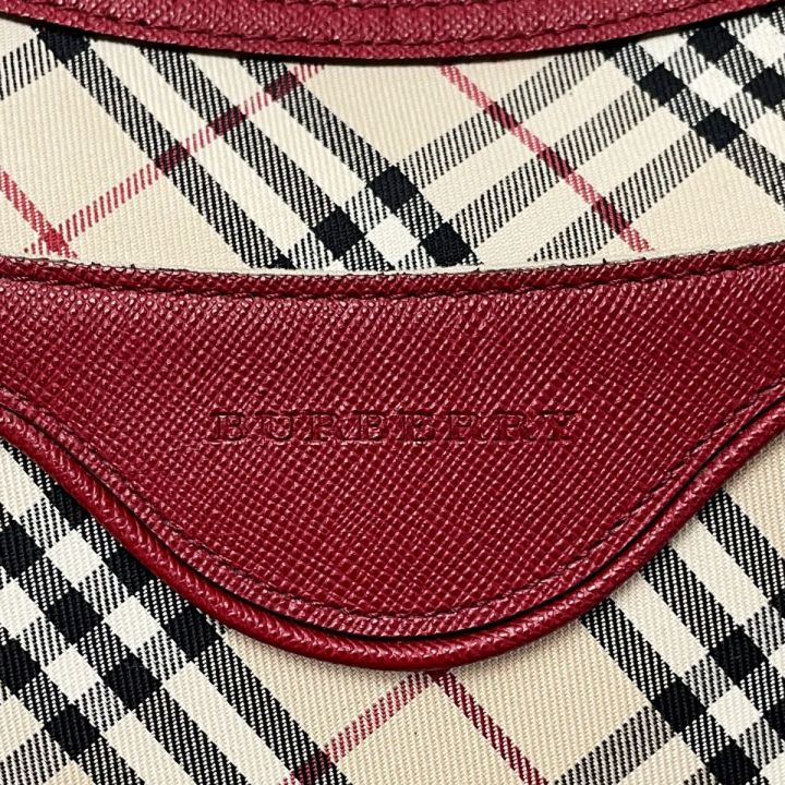 BURBERRY バーバリー ノバチェック レッド ワンショルダーバッグ