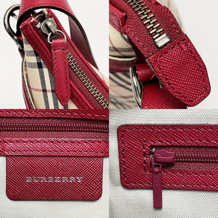 BURBERRY バーバリー ノバチェック レッド ワンショルダーバッグ