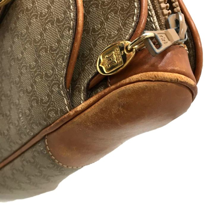 CELINE セリーヌ マカダム柄 コーティングキャンバス×レザー バッグ