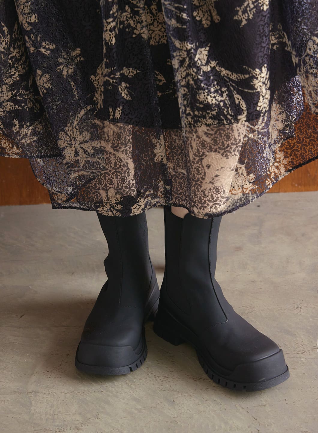 COEL Online Storeラバー風サイドゴアブーツ(35 ブラック): SHOES/BAGS