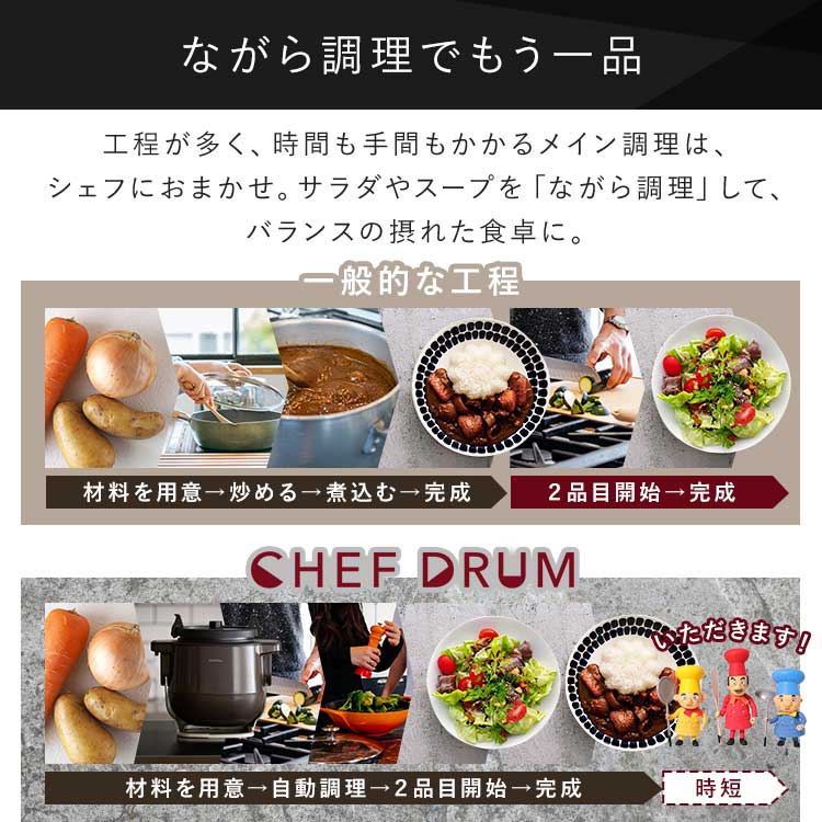 CHEF DRUM 自動調理鍋 4.5L DAC-IA2-H グレー