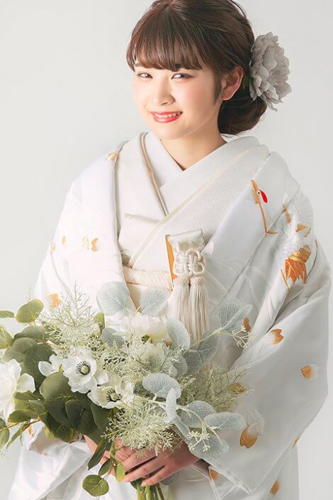 花嫁和装 レンタル】白無垢 白鶴金糸刺繍婚礼衣装 フルセットレンタル