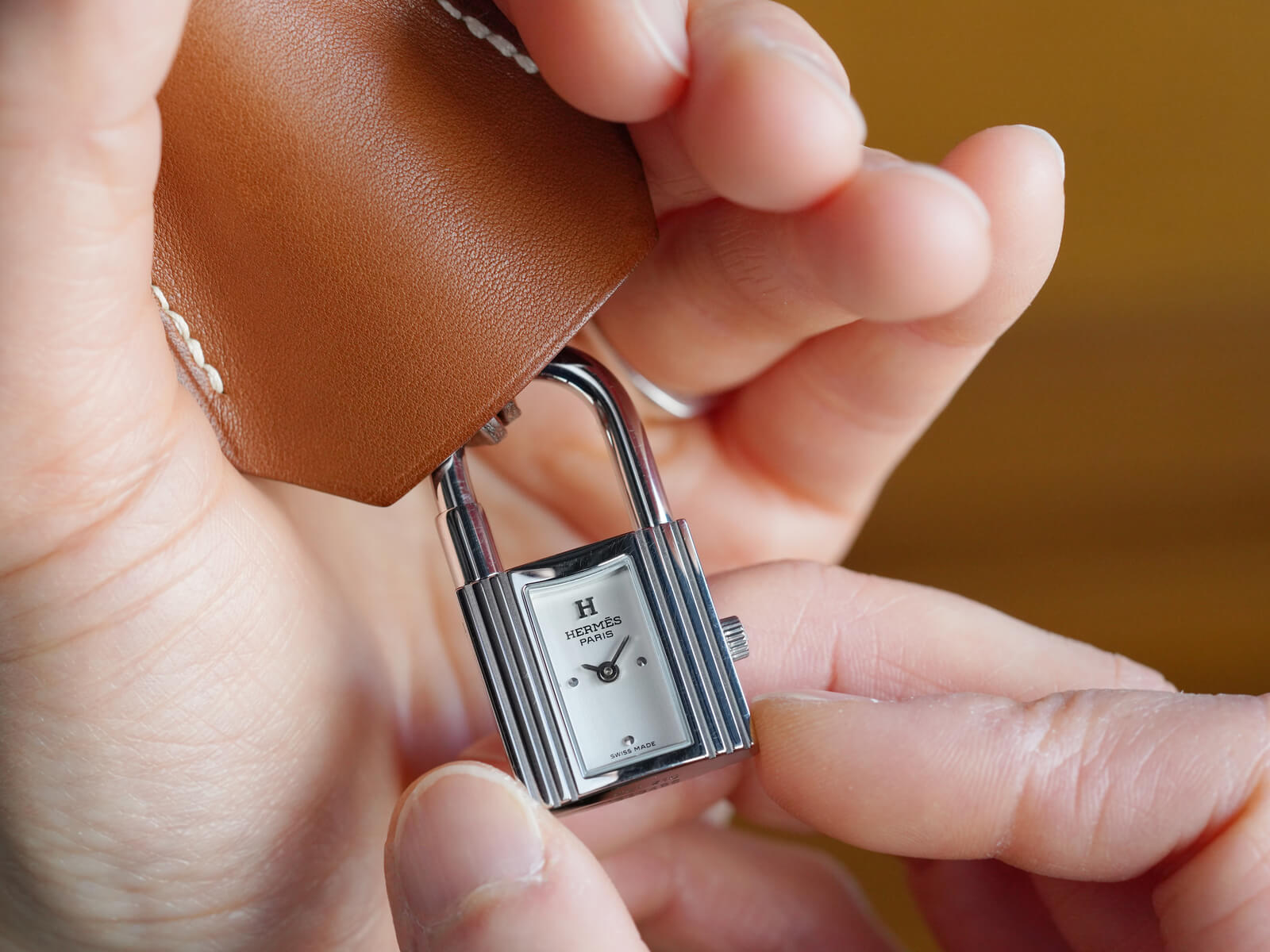 エルメス/ケリーウォッチクロシェットネックレス/シルバ―ダイヤル