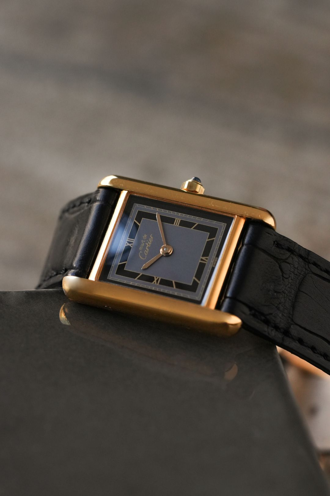 マスト ドゥ カルティエ/マストタンクSM/4点ローマンブラックダイヤル