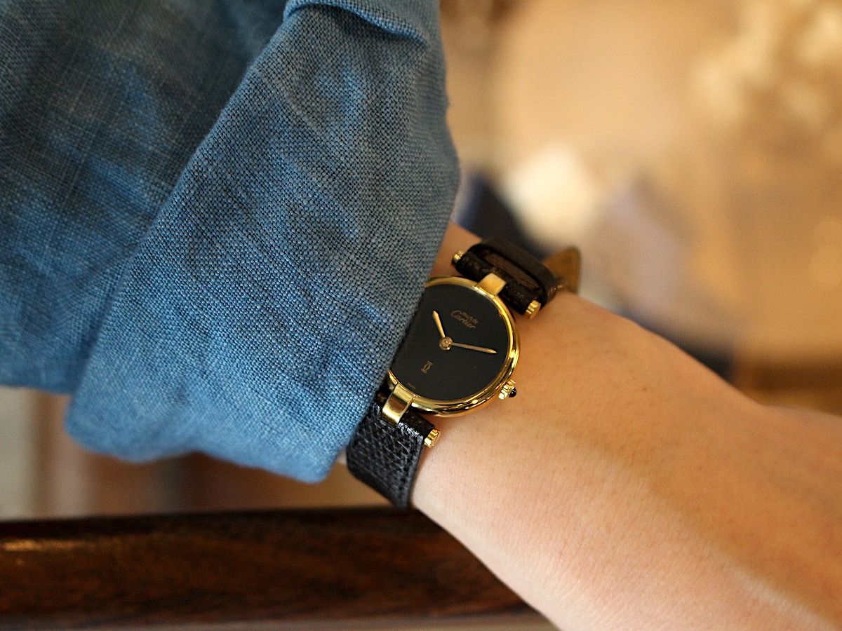 カルティエ/マストVLCヴァンドームSM/オニキスダイヤル/QZ/80s/Must de