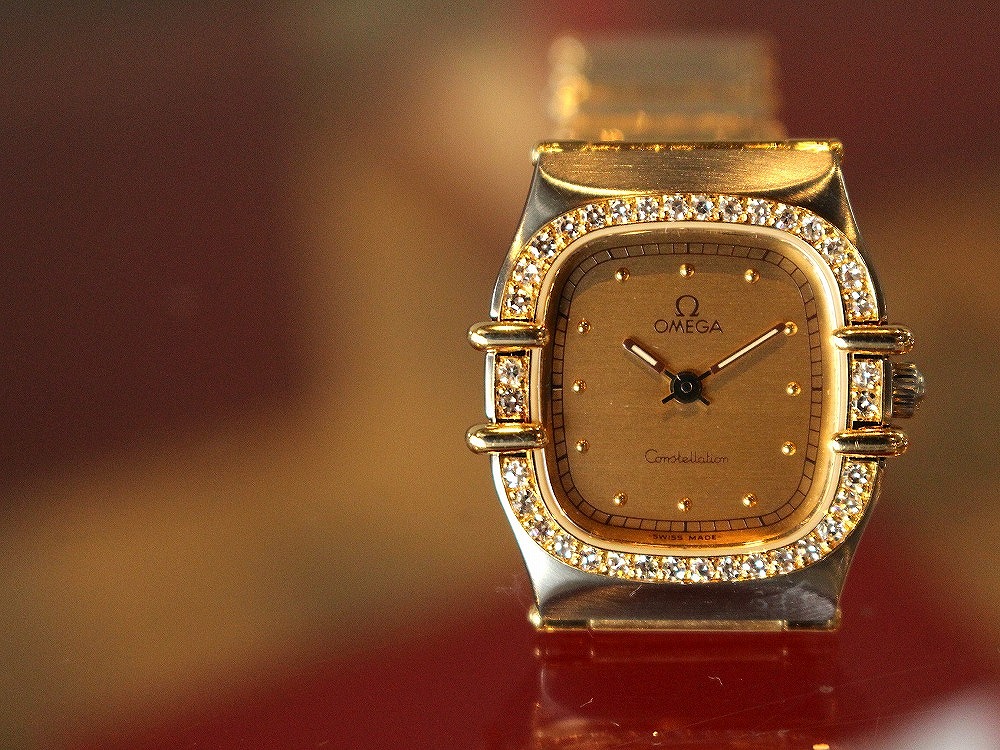 オメガ/コンステレーション/スクエアケース/ダイヤベゼル/YG×SS