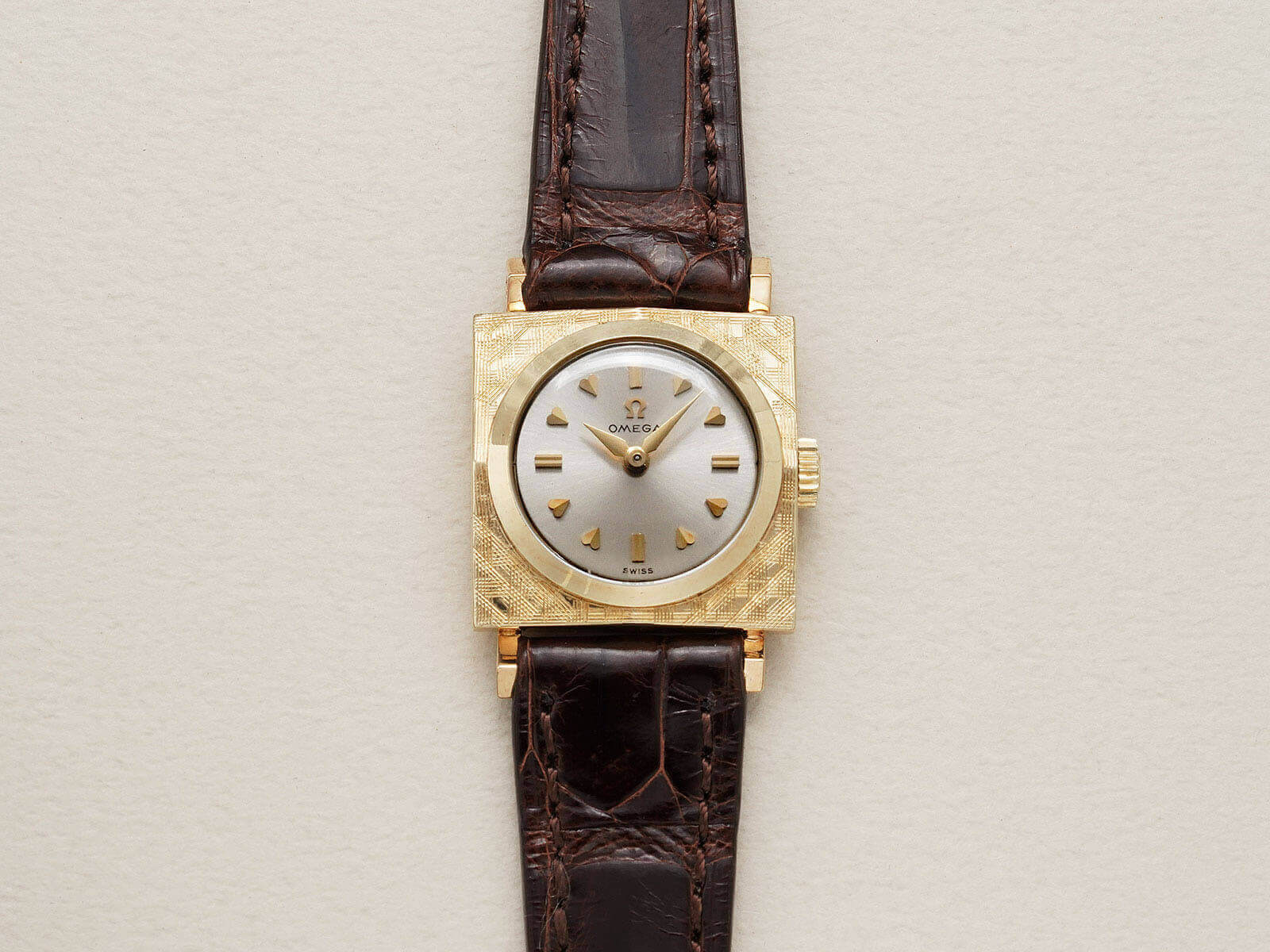 オメガ/スクエアケース/ハートインデックス/シルバーダイヤル/Omega