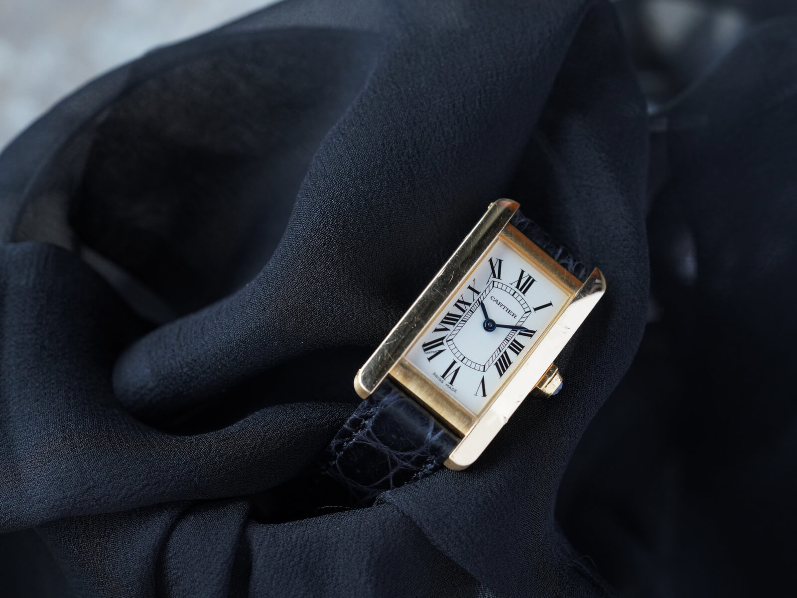 カルティエ/タンクアメリカンSM/SWISS MADE/ホワイトローマンダイヤル