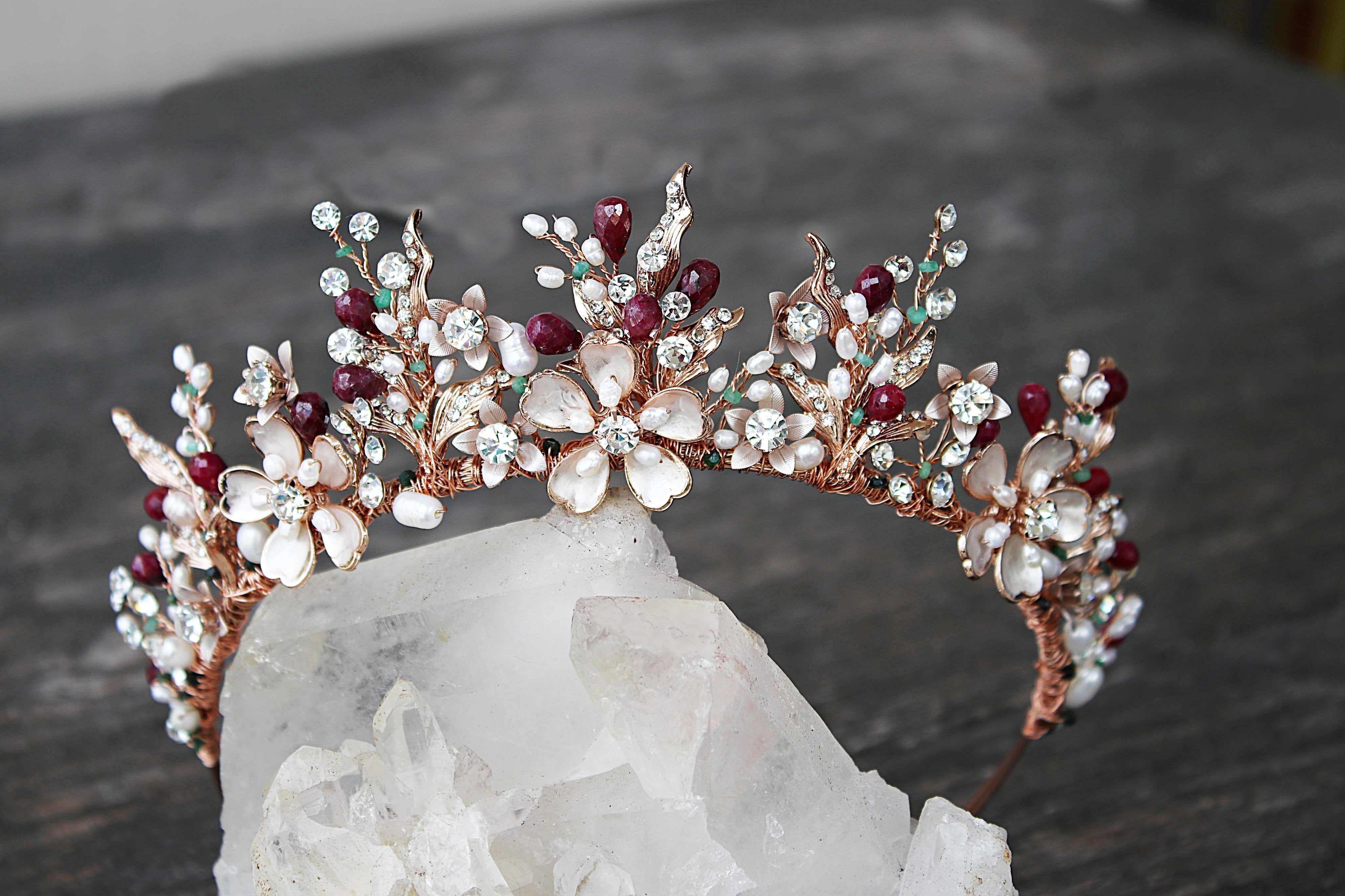 Floral Tiara Crystal Bohemian Tiara GENEVIEVE Tiara | EDEN LUXE Bridal