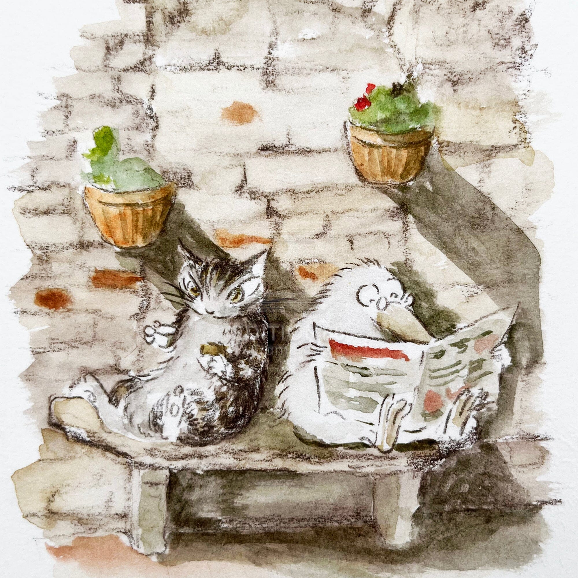 猫のダヤン 88グラフ「南イタリアでお茶」/池田あきこ（直筆サイン入り