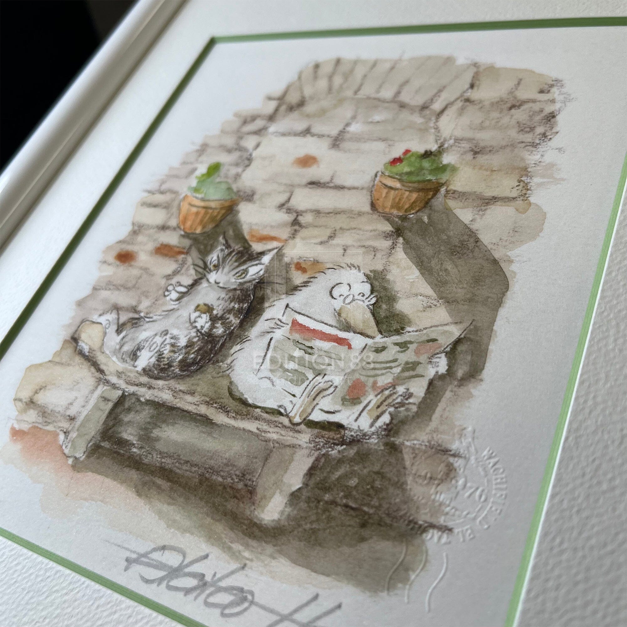 猫のダヤン 88グラフ「南イタリアでお茶」/池田あきこ（直筆サイン入り