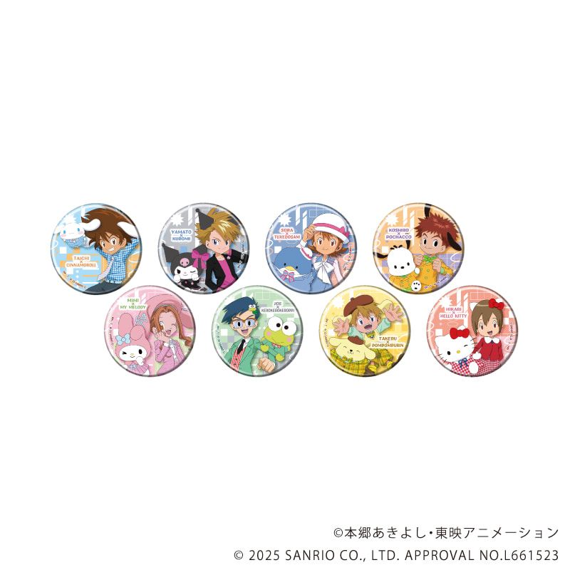 缶バッジ「デジモンアドベンチャー×サンリオキャラクターズ」01/BOX1