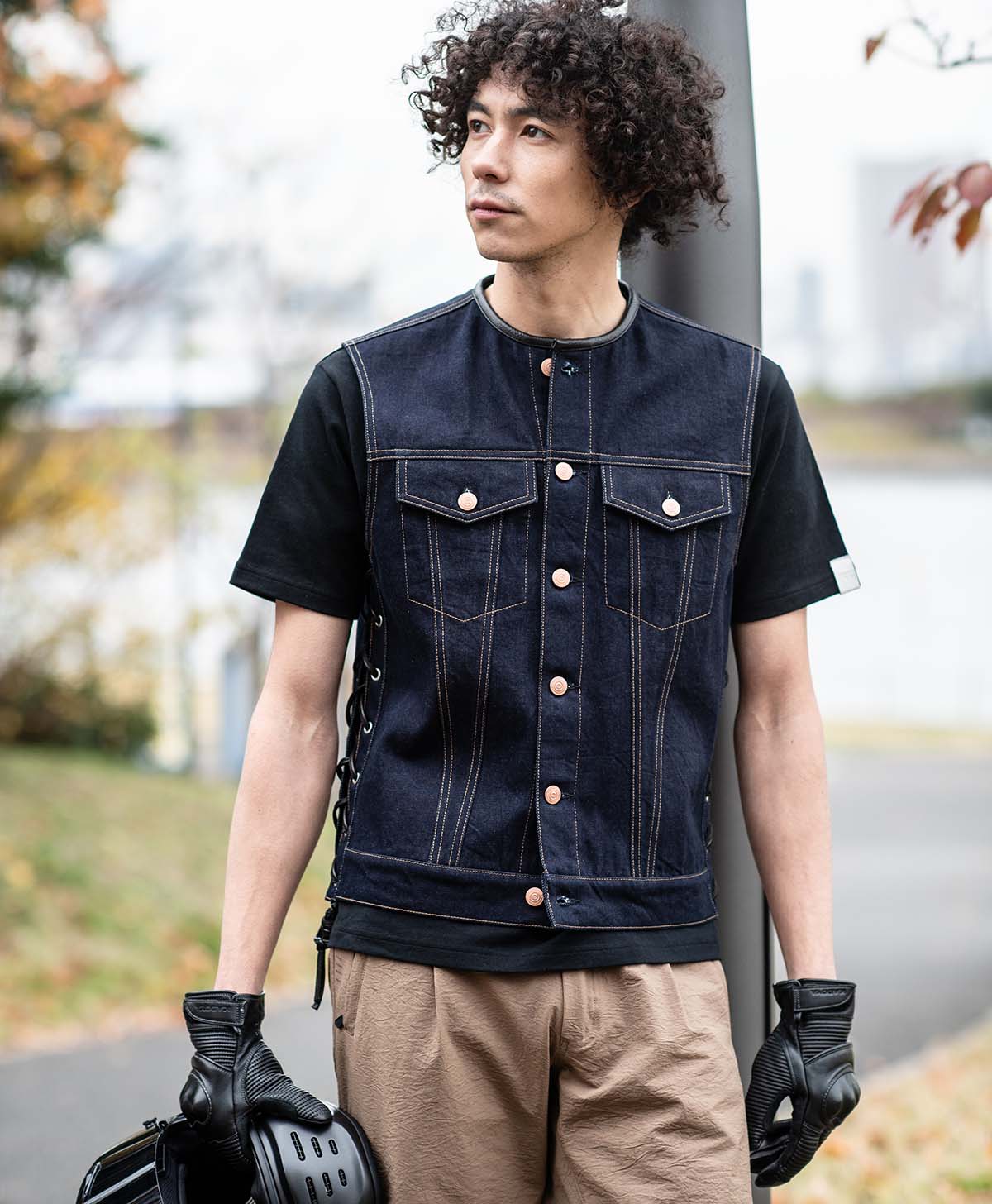 デニムベスト ノーカラー｜カドヤ公式オンラインショップ｜SOLID BIKER