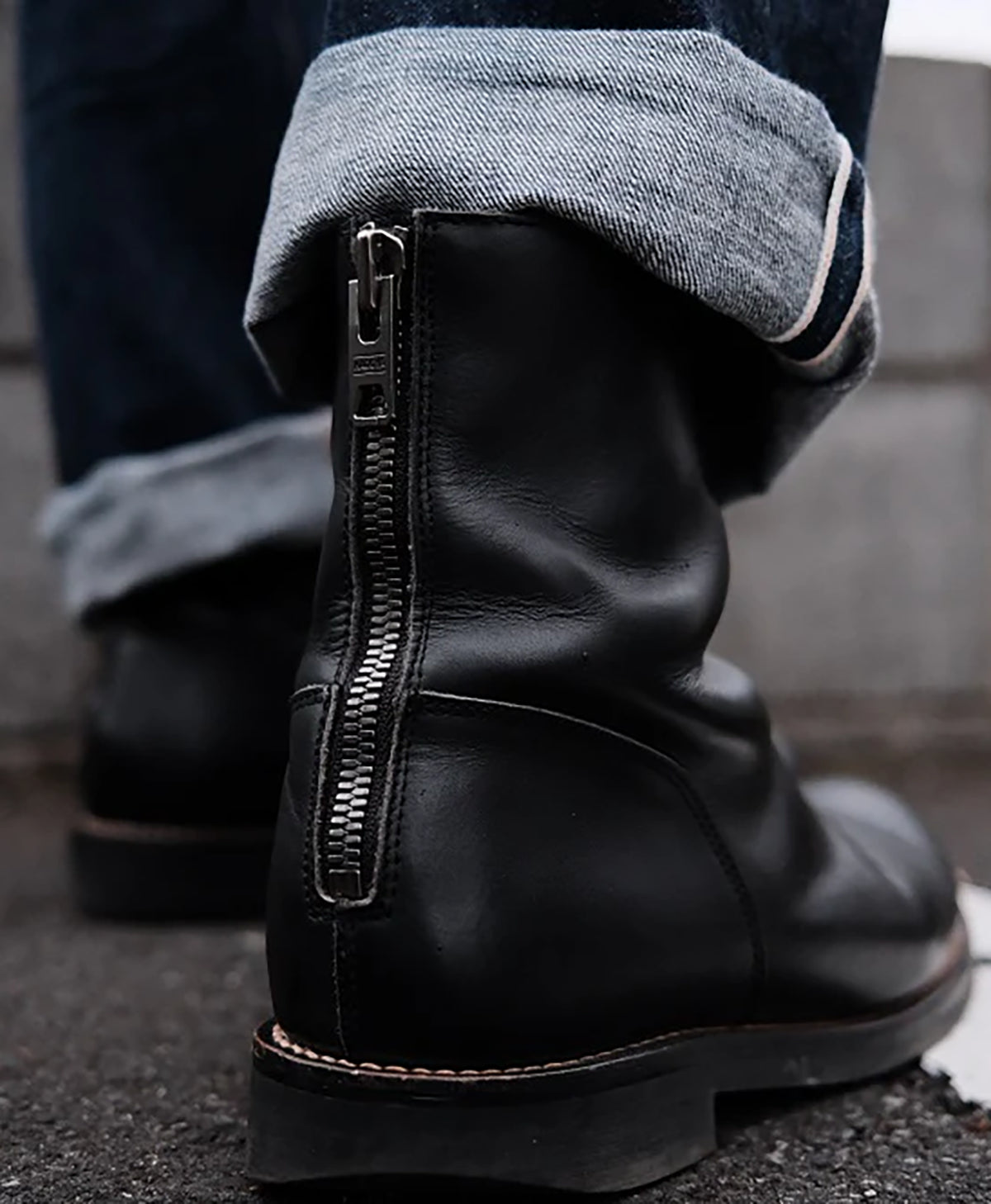 Leather shoes back zip boots | Kadoya official online shop