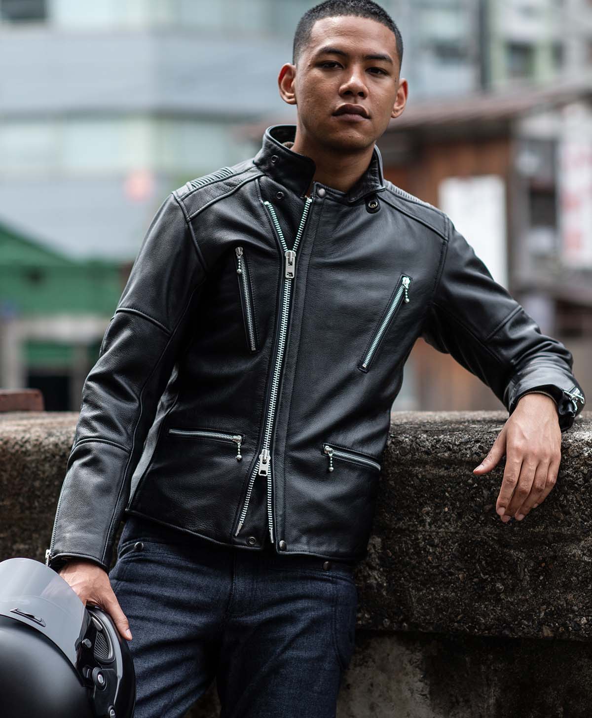 革ジャン ハイネック セミダブル レザージャケット｜カドヤ公式