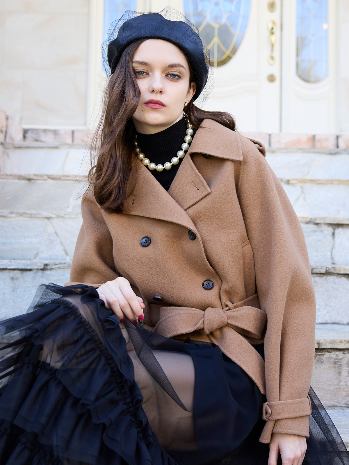 ウールショートトレンチコート