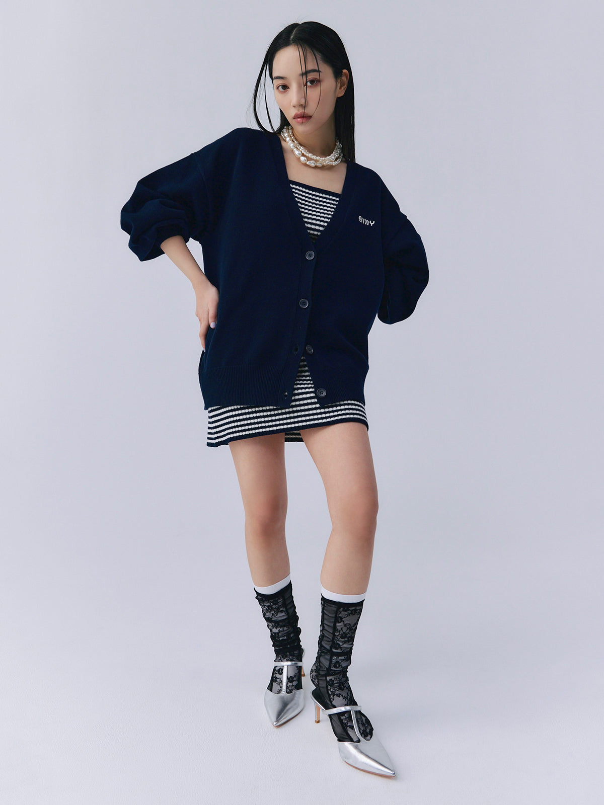 ロゴカーデワンピースニットセットアップ