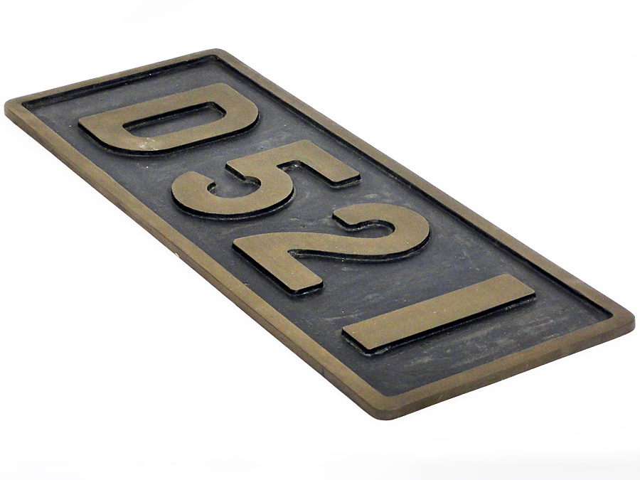 D521 ナンバープレート 砲金製 国鉄 SL 蒸気機関車 鉄道部品 銘板 D52