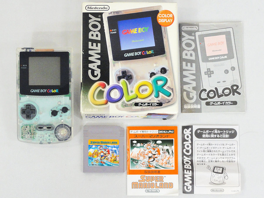 任天堂 ゲームボーイカラー 本体 クリア CGB-001 ソフト・箱付き 中古