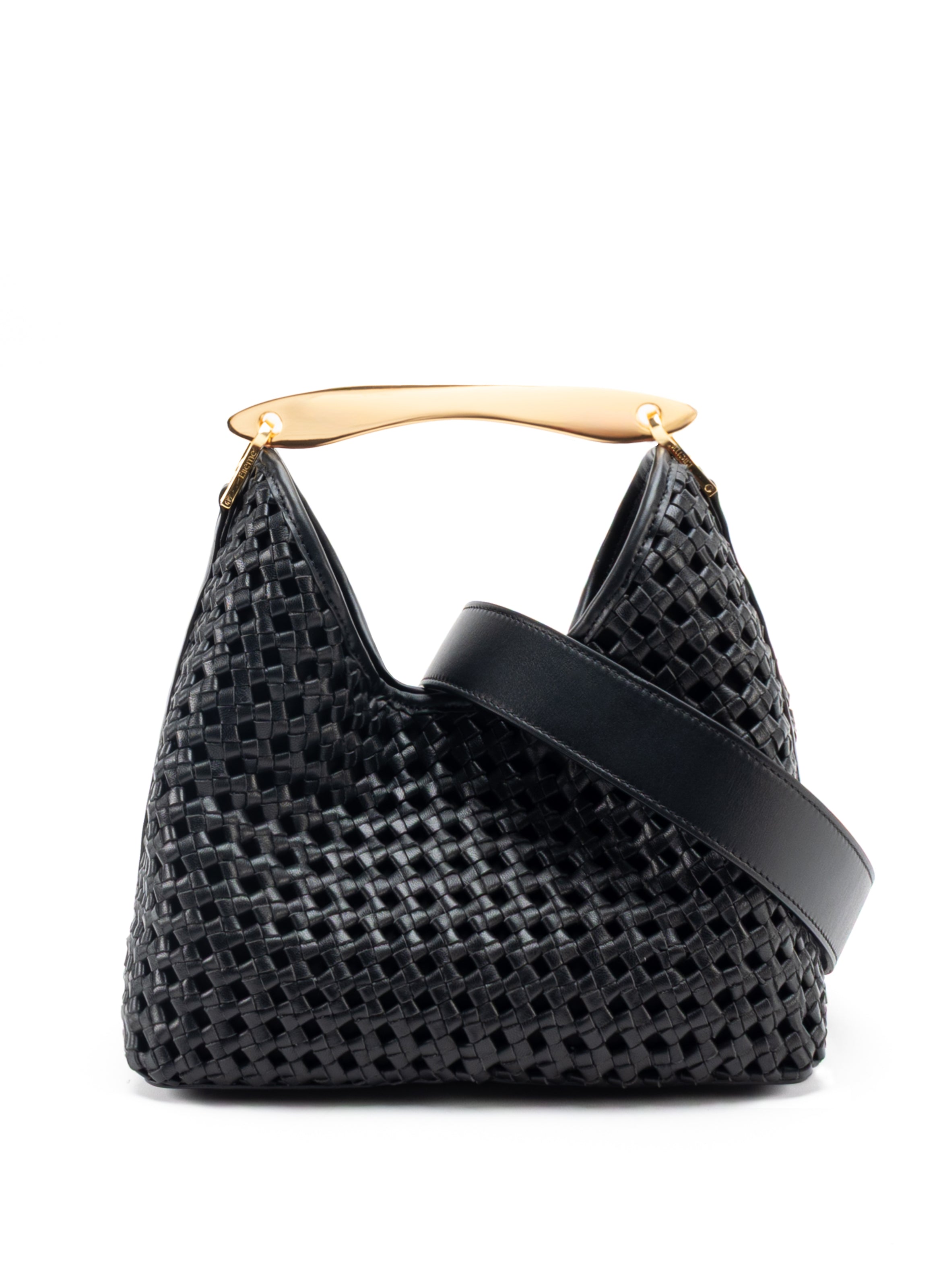 Boomerang Woven Leather Black - Woven Handbags for Women - Elleme
