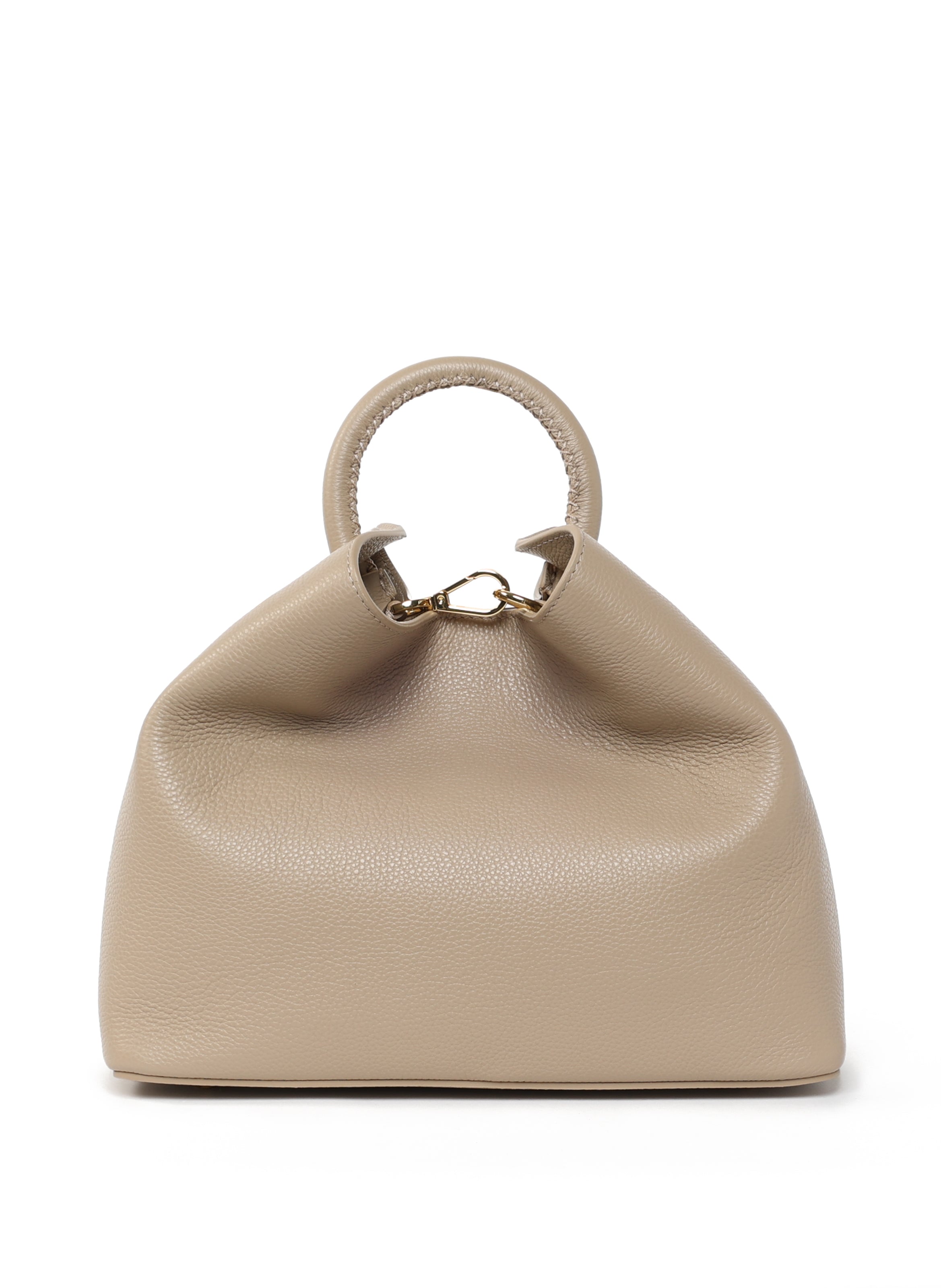 Raisin Pebbled Leather Taupe - Leather Handbags for Women - Elleme