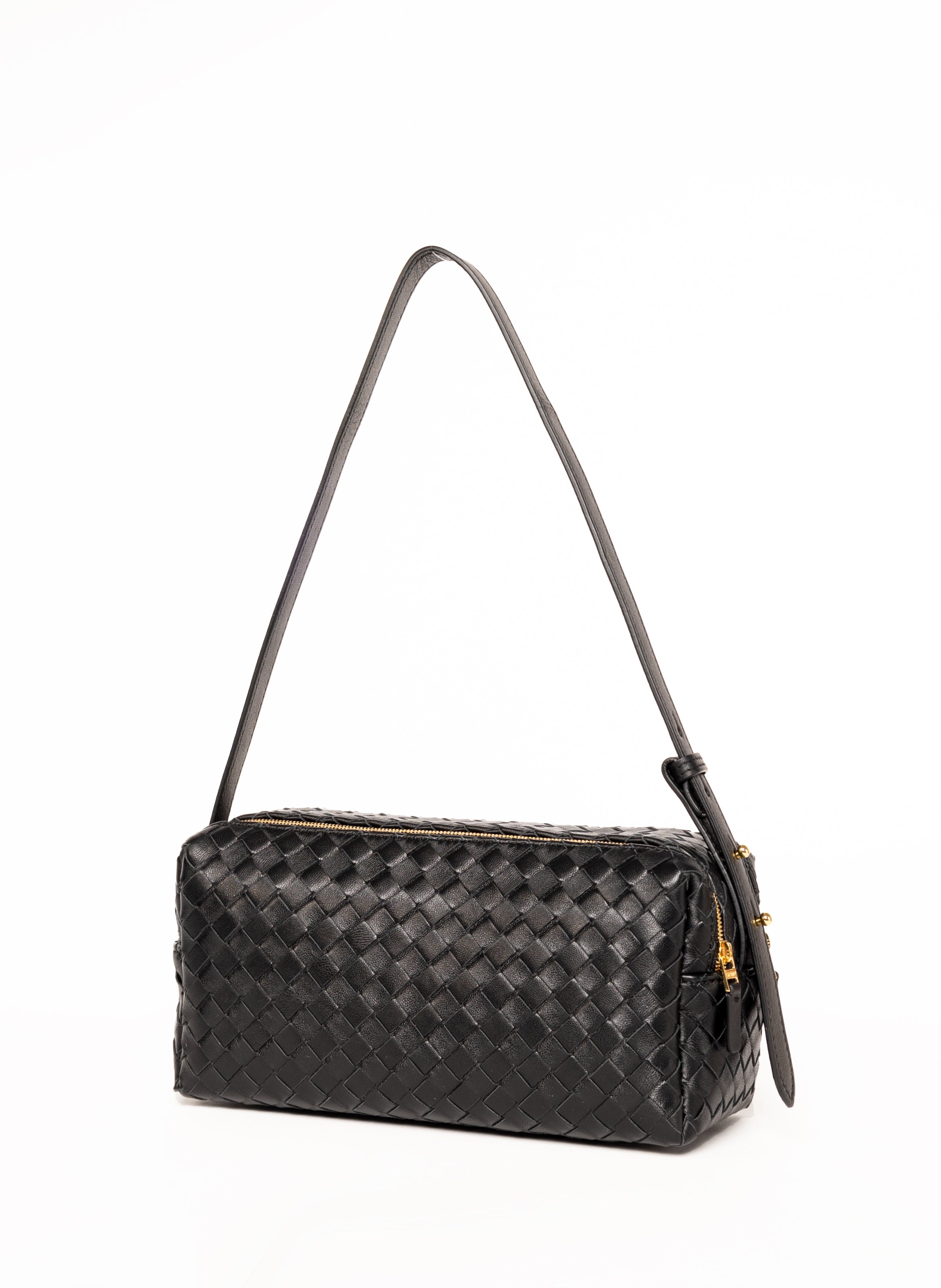 Trousse Woven Leather Black - Woven Handbags for Women - Elleme