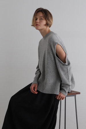 LE PHIL(ル フィル)｜ウールカシミアスリットニット/グレー の通販