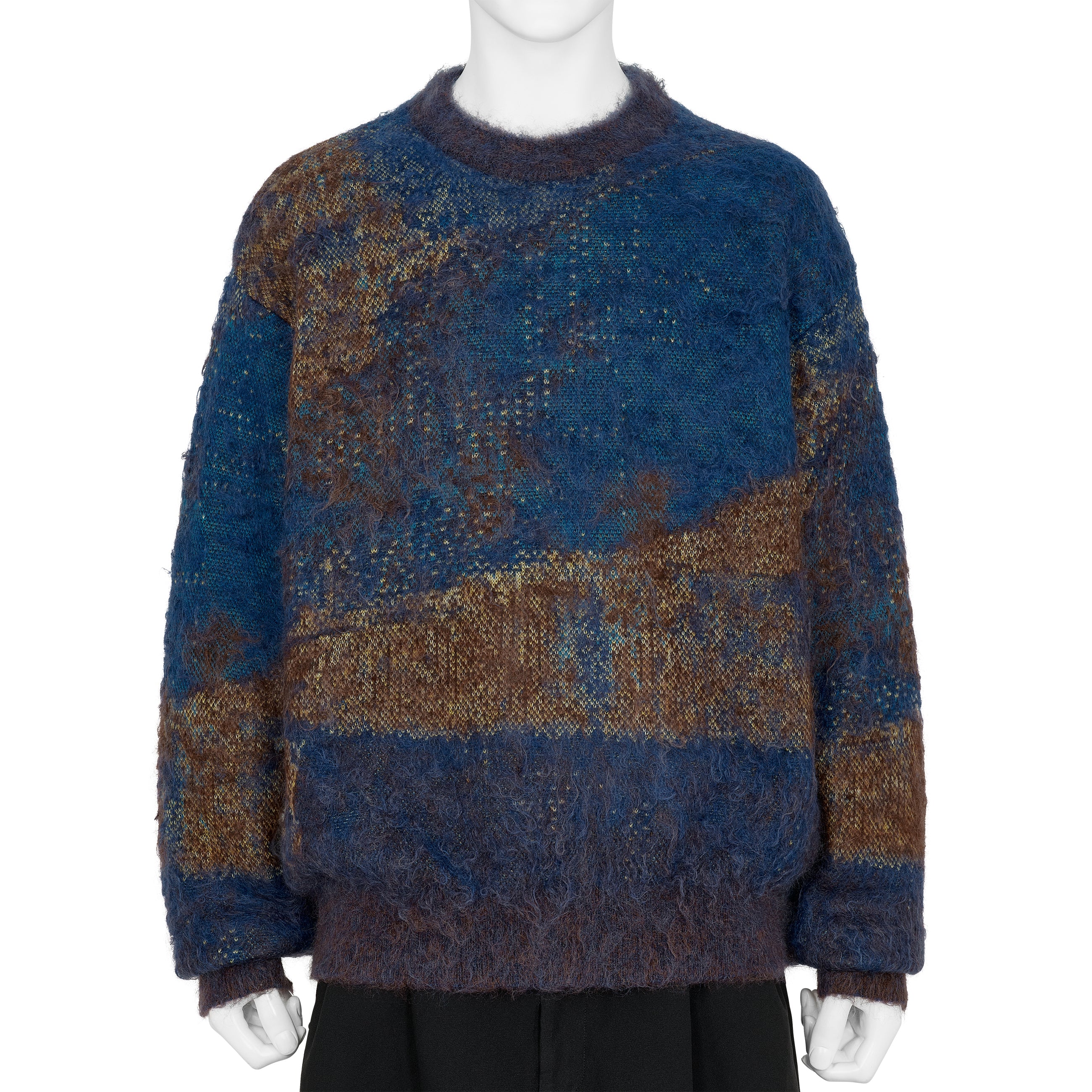 ABSTRACT JACQUARD MOHAIR SWEATER BLUE - YOKE(ヨーク) - TOPS