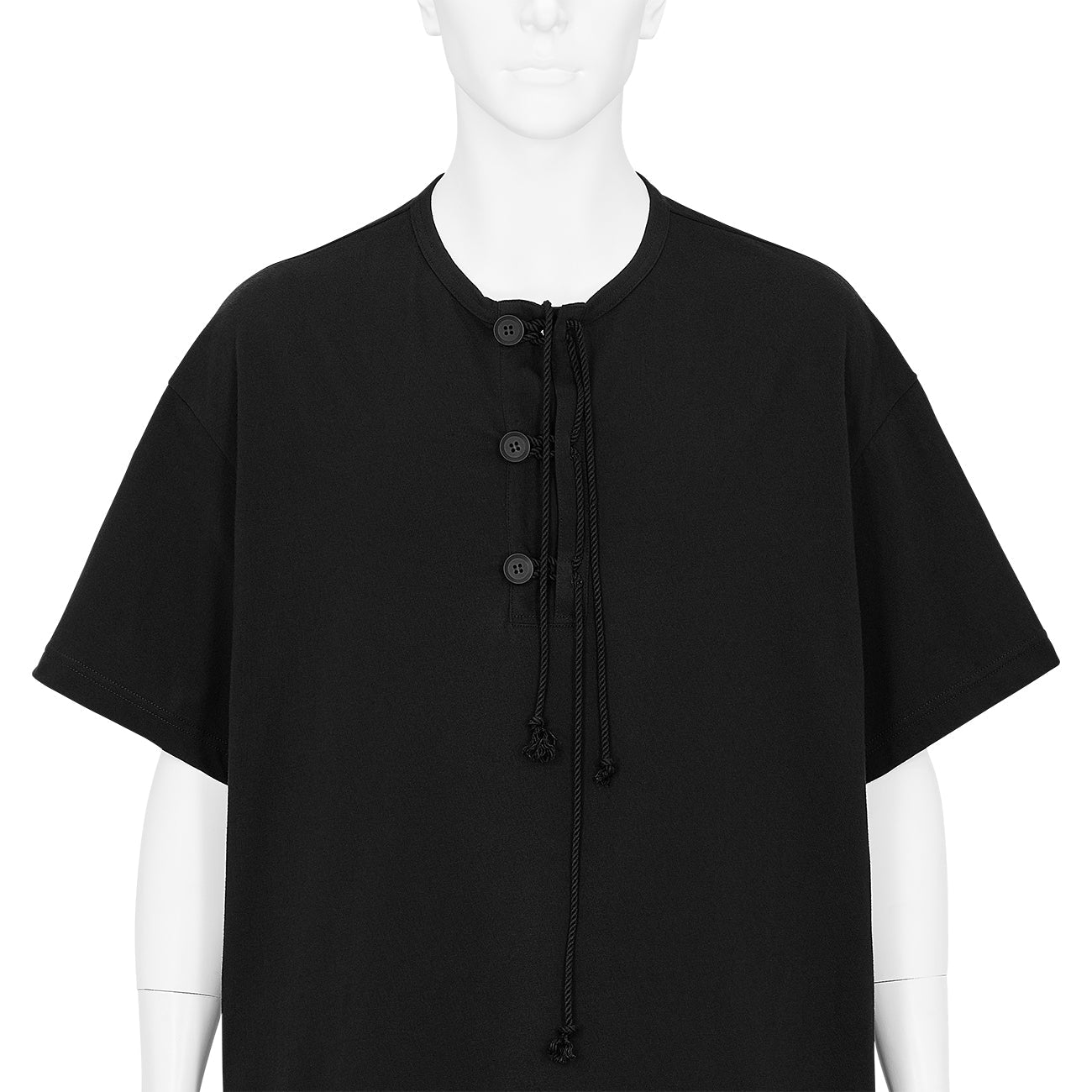 HENRY NECK TEE BLACK - Yohji Yamamoto POUR HOMME(ヨウジ ヤマモト